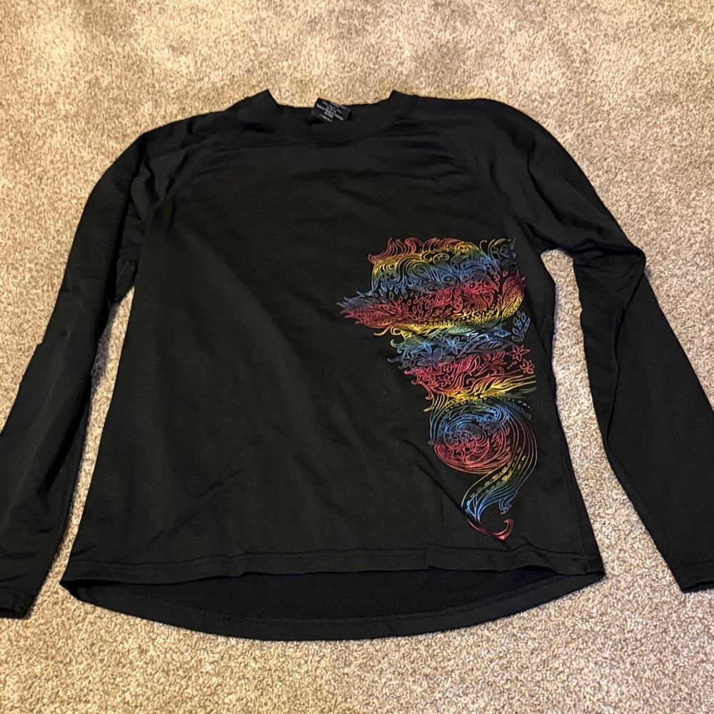 Kombi Black Long Sleeve Shirt with Colorful Abstract Design